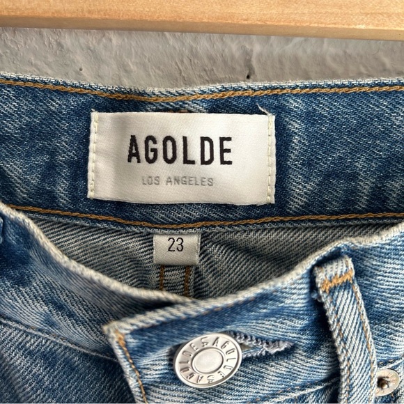 Agolde Riley High-Rise Straight Cropped Jeans Haven Wash Sz 23 - Picture 3 of 6